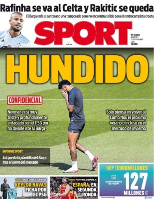 Keylor Navas y Neymar, protagonistas de las portadas en la prensa mundial tras el cierre del mercado de fichajes