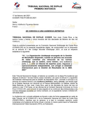 Henry Figueroa es citado por Tribunal de Dopaje de Costa Rica para audiencia definitiva donde conocerá su castigo