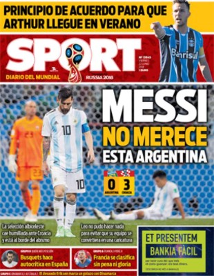 Medio español defiende a Messi tras papelón de Argentina ante Croacia