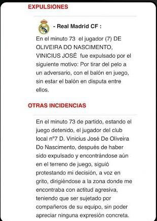 Barcelona sonríe: lo que dice el acta sobre la roja a Vinicius y castigo a Real Madrid