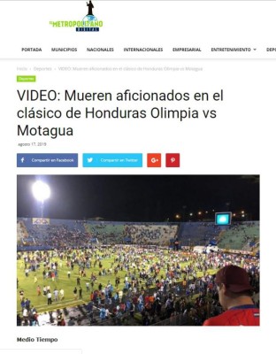 Lo que dice la prensa internacional sobre enfrentamientos entre barras del Olimpia y Motagua
