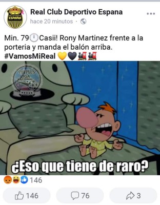 Divertidos memes atacan al Real España y Rony Martínez, Olimpia es alabado