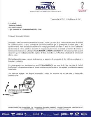 Fenafuth ordena no nombrar árbitros en Tocoa hasta que no se garantice la seguridad de los oficiales