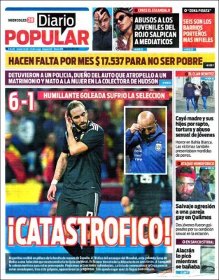 Sin piedad las portadas contra Argentina: 'Vergüenza mundial y Sampaliza'