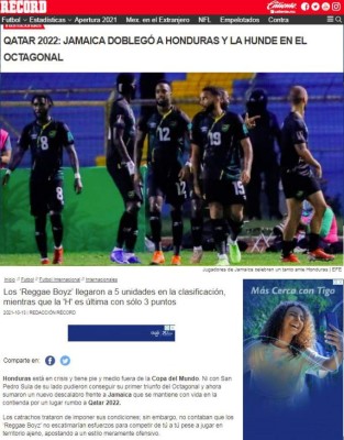 'Da pena', 'desastre' y 'ridículo': lo que dicen los medios nacionales e internacional de la derrota de Honduras ante Jamaica