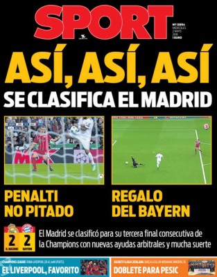 Las portadas sobre el pase a la final del Real: Así, así, así se clasifica el Madrid