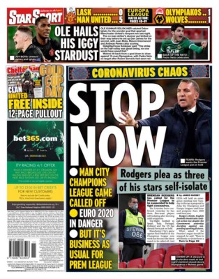 La pandemia del coronavirus se roba las portadas deportivas por el mundo: 'Stop ya'