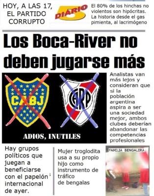 Pelotudos y la copa rota: Las portadas del escándalo del River Plate-Boca Juniors