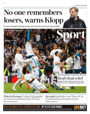 Las portadas sobre el pase a la final del Real: Así, así, así se clasifica el Madrid