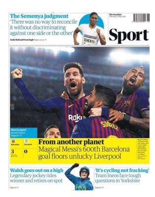 Messi se roba las portada del mundo tras su exhibición contra el Liverpool en Champions