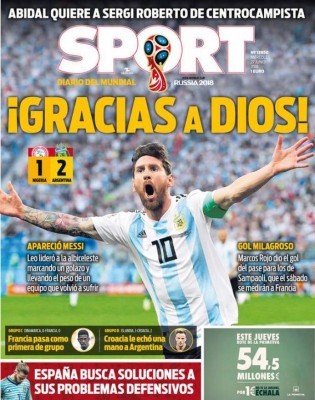 Tremendas portadas: El mundo se rinde ante Messi y a la clasificación de Argentina a octavos del Mundial