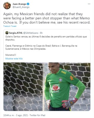 Brasileños se burlan de 'Memo' Ochoa tras eliminarlo de los Juegos Olímpicos: ''Si está triste, yo estoy feliz''