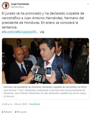 Tony Hernández: Lo que dicen los medios internacionales sobre la sentencia del exdiputado