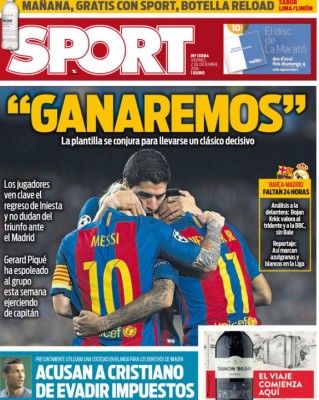 El clásico Barcelona-Real Madrid acapara las portadas en Europa