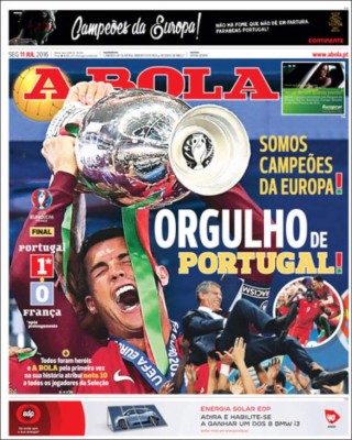 Las portadas en el mundo tras la conquista de Cristiano con Portugal