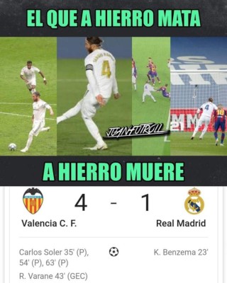 Los memes y los penales revientan al Real Madrid tras recibir paliza del Valencia