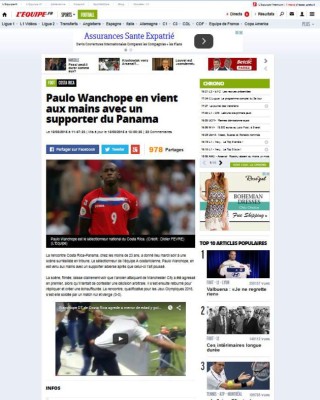 Escándalo de Paulo Wanchope le da la vuelta al mundo