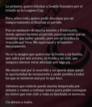 Luis Suárez pide disculpas por su escupitajo: Me equivoqué y lo lamento....