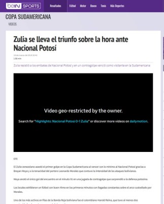 Prensa sudamericana: Bryan Moya amargó a un 'Nacional Potosí con récord de remates'