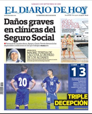 Portadas: Tristeza y dramatismo en El Salvador; en México, poca euforia