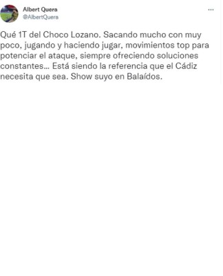 'Dinamitó el partido con movimientos top': Lo que dicen del Choco Lozano tras su nuevo gol con el Cádiz en la Liga Española