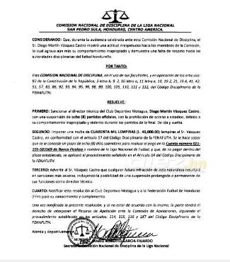 Diego Vazquez recibe un castigo sin precedentes en Liga Nacional y lo amenazan con expulsarlo del fútbol hondureño