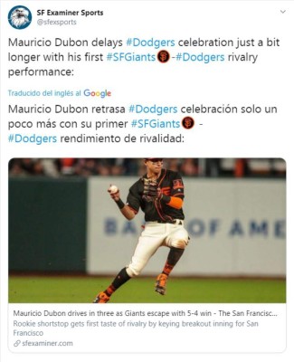 Mauricio Dubón y lo que dicen los medios internacionales sobre su momento con los Gigantes