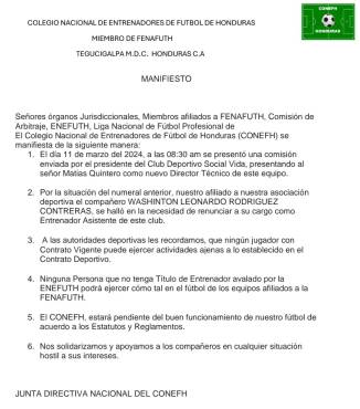 Polémica: Colegio de entrenadores advierte al Vida tras destitución de Leo Rodríguez y llegada de Matías Quinteros