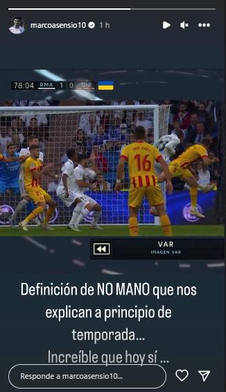 Asensio explota contra el arbitraje del Real Madrid-Girona: “Definición de no mano, increíble que hoy si”