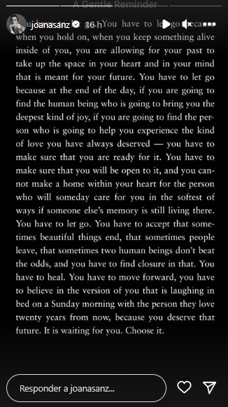 El mensaje de Joana Sanz que insinúa su ruptura con Alves: “Tienes que aceptar que a veces las cosas hermosas terminan”