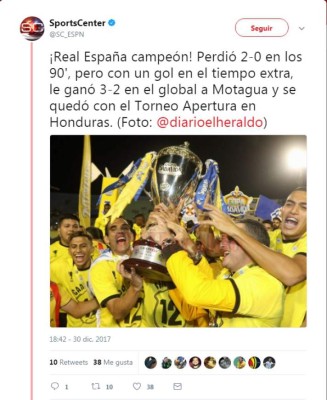 Así felicitan los medios internacionales al Real España tras levantar la 12