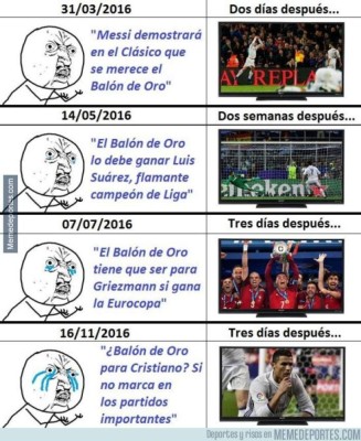 ¡Ni ganando se salva! Los memes ridiculizan a Cristiano Ronaldo tras ganar el Balón de Oro