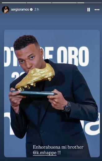 Mbappé recibió la Bota de Oro: lo que dijo tras ganar el premio, quiénes lo acompañaron y el mensaje de Sergio Ramos