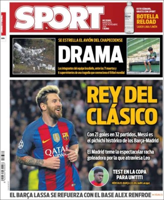 PORTADAS: ¡El mundo llora la tragedia aérea del Chapecoense!