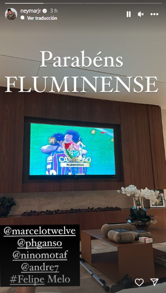 Neymar felicitó al Fluminense por ganar su primera Copa Libertadores en la historia.