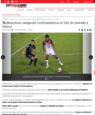 Prensa de Costa Rica: 'Hegemonía tica' y 'La S reina en la Liga Concacaf'