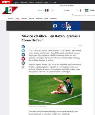 Así ve la prensa mundial el pase de México a los octavos de Rusia 2018