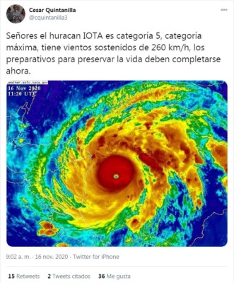 Lo que dicen los medios y en redes sobre el huracán Iota: 'Traerá vientos catastróficos”