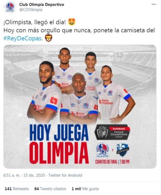 Los comentarios en redes por el Olimpia-Montreal Impact: 'Hoy, todos con el Olimpia”