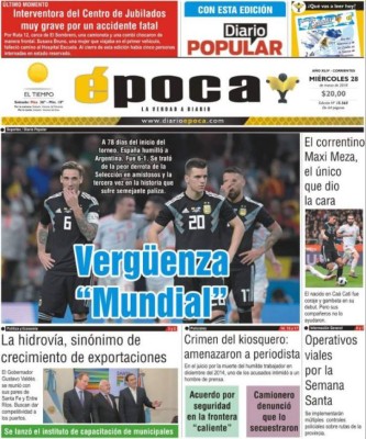 Sin piedad las portadas contra Argentina: 'Vergüenza mundial y Sampaliza'
