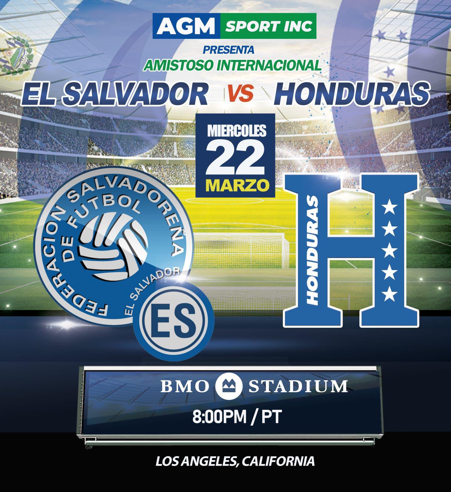 Honduras - El Salvador se enfrentan el miércoles 22 de marzo a las 8:00 de la noche hora de Los Ángeles, Estados Unidos.