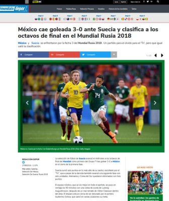 Así ve la prensa mundial el pase de México a los octavos de Rusia 2018