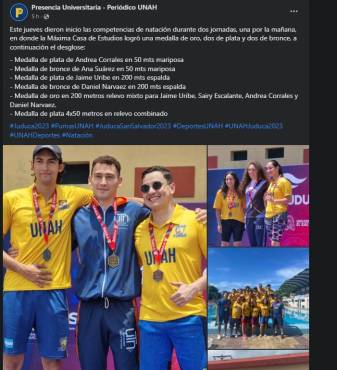 RESULTADOS DE NATACIÓN. Foto: Presencia Universitaria.