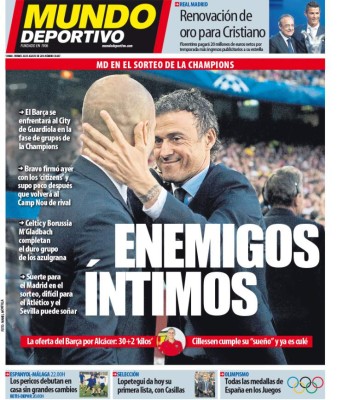 Portadas de los diarios deportivos en el mundo este viernes 26 de agosto