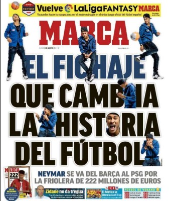 Neymar, protagonista de las portadas por el mundo con su salida del Barcelona