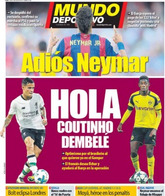 Neymar, protagonista de las portadas por el mundo con su salida del Barcelona