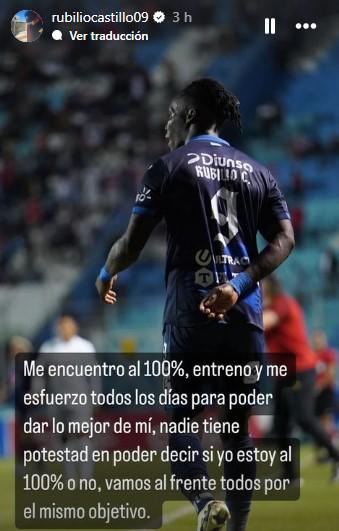 Este es el mensaje que subió Rubilio Castillo en sus redes sociales.