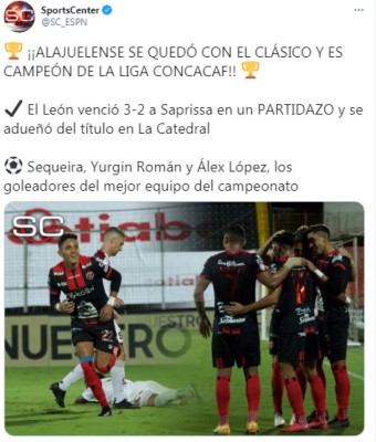 Prensa internacional sobre Alajuelense y López luego de ganar la Liga Concacaf: 'Ruge el León de Centroamérica'