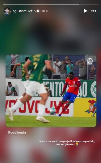 Agustín Mulet salió molesto luego de la eliminación del Olimpia ante Marathón.