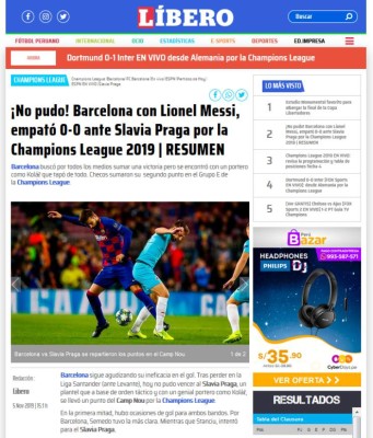 Prensa de España atiza contra Barcelona tras empate contra Slavia Praha en Champions